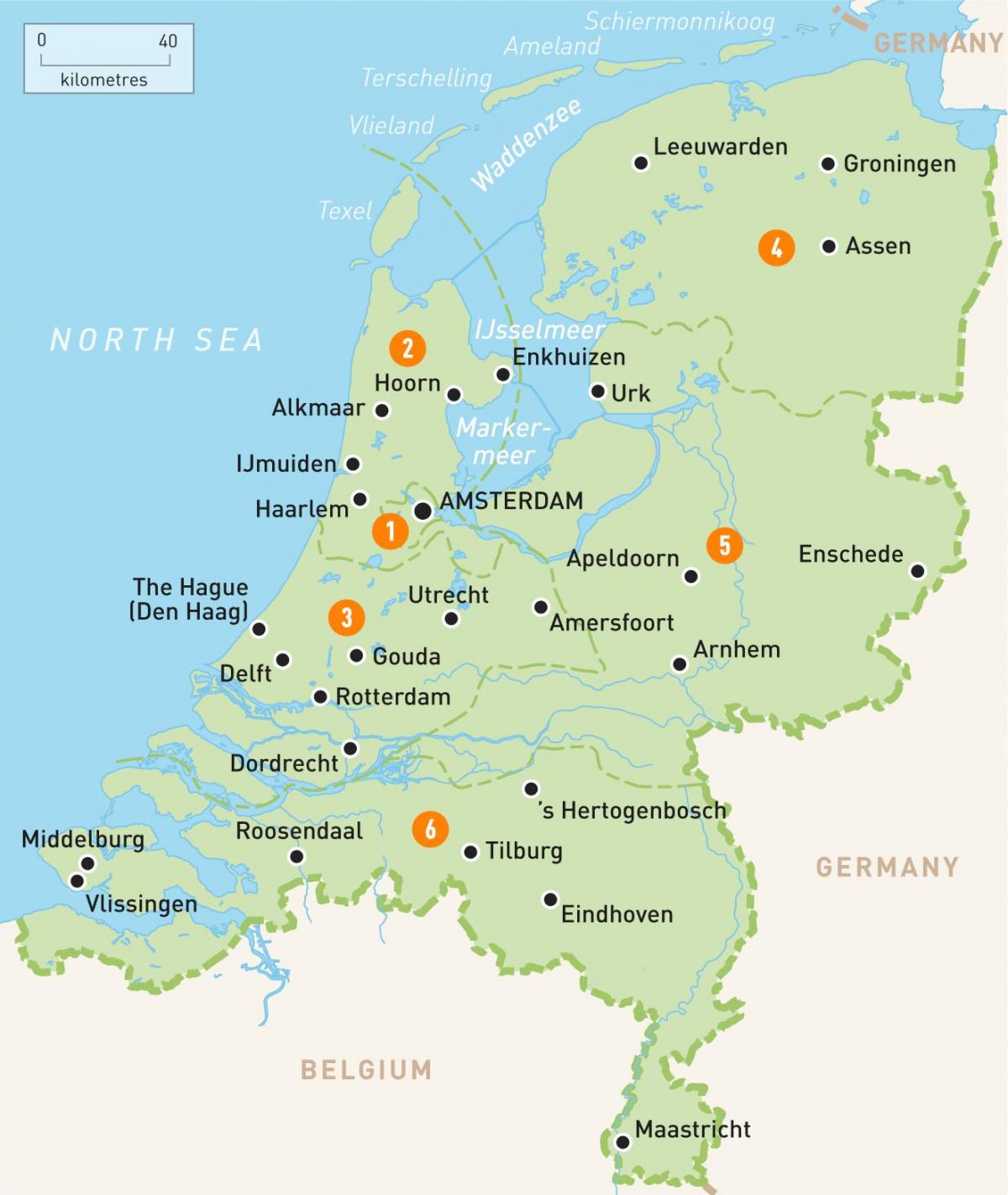 Karta Amsterdam, Nizozemska - kartu grada i okolice (Nizozemska)